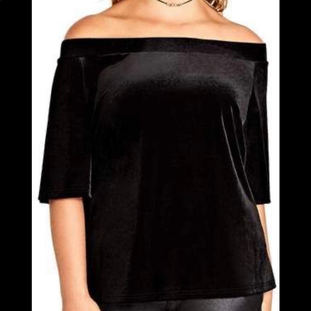 Black Velvet off the shoulder top